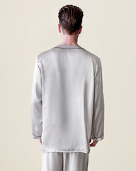 メンズ純シルクVネックパジャマセット