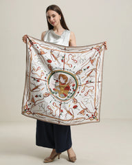 純粋シルク 小さな女の子柄スカーフ