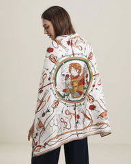 純粋シルク 小さな女の子柄スカーフ