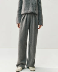 ギャザー入りストレートレッグ カシミヤウールパンツ