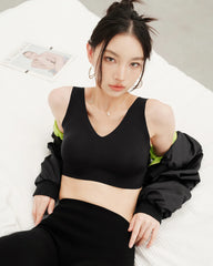 シームレス ワイドストラップ シルクブラ