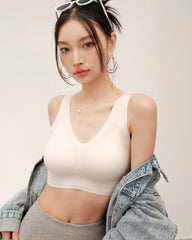 シームレス ワイドストラップ シルクブラ