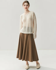 シルクカシミヤ混クルーネックプルオーバーセーター