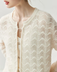 シルクカシミヤ カーディガン(金属ボタン付き)