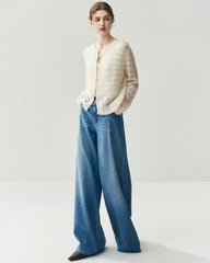 シルクカシミヤ カーディガン(金属ボタン付き)