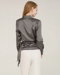 エレガントフィット シルクラップブラウス