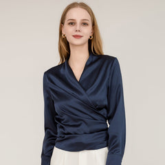 エレガントフィット シルクラップブラウス