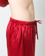 メンズゆったりシルク長袖パジャマ