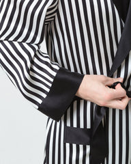 シルク メンズ ストライプ ロングローブ&パンツセット