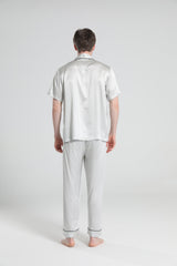 メンズ半袖100%シルクパジャマ