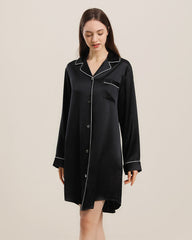 シルクシャツパジャマ スリープウェア パイピングスタイル