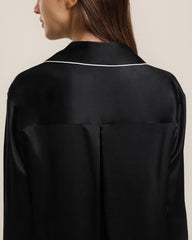 シルクシャツパジャマ スリープウェア パイピングスタイル