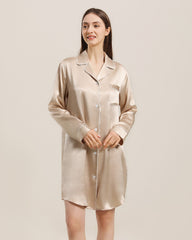 シルクシャツパジャマ スリープウェア パイピングスタイル