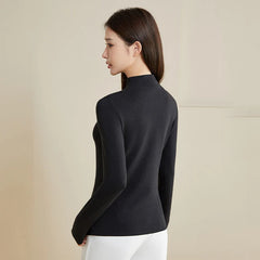 シルク サーマル モックネックトップ