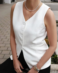 レディース シルク ノースリーブトップス