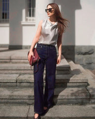 ノースリーブ シルク ドレープネック トップ