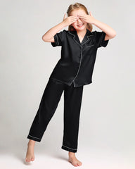 ユニセックス キッズ ショートスリーブ シルクパジャマセット