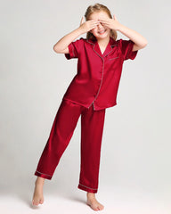 ユニセックス キッズ ショートスリーブ シルクパジャマセット