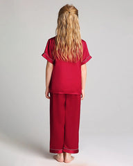 ユニセックス キッズ ショートスリーブ シルクパジャマセット