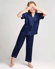 ユニセックス キッズ ショートスリーブ シルクパジャマセット