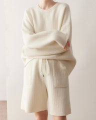 レディース カシミヤウール ニット セーター&ショートパンツ セット
