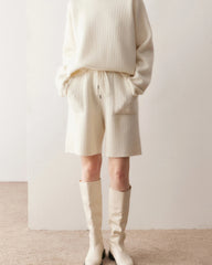レディース カシミヤウール ニット セーター&ショートパンツ セット