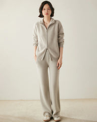 レディース カシミヤウール ジップアップカーディガン