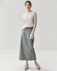 レディース軽量クルーネックカシミヤセーター