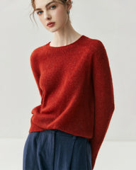 レディース軽量クルーネックカシミヤセーター