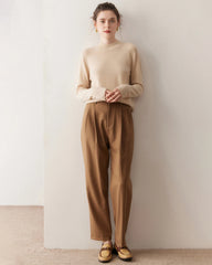 レディース軽量カシミヤモックネックセーター