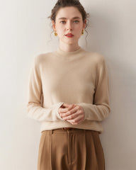レディース軽量カシミヤモックネックセーター