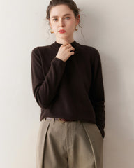 レディース軽量カシミヤモックネックセーター