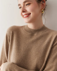 レディース軽量カシミヤモックネックセーター