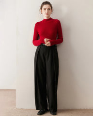 レディーススリムフィットカシミヤベースレイヤー