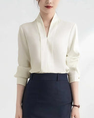 レディース Vネック 長袖 シルクブラウス