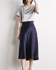 レディース半袖シルクブラウス