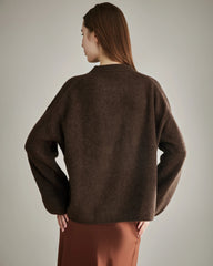 Oversize Crew Neck Cashmere Sweater, Brown
