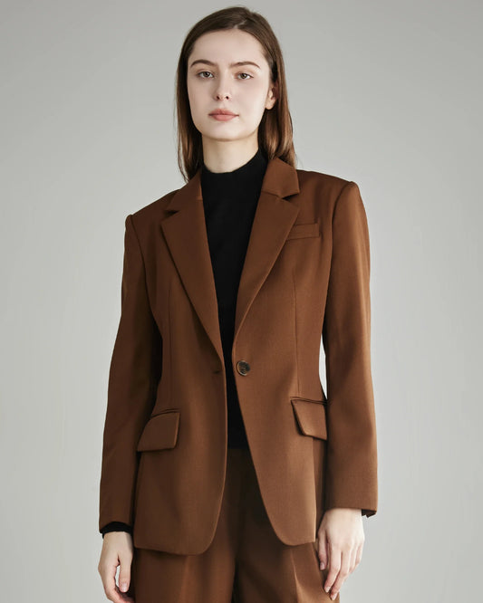レディース ウール シングルボタン ブレザー