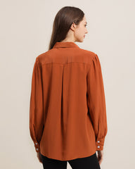 襟付きリボンタイシルクブラウス