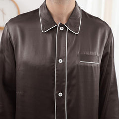 メンズダブルパイピングシルクパジャマセット