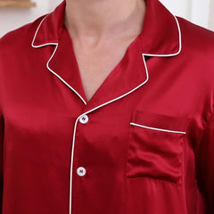 クラシックなカップル用ロングシルクパジャマ