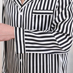 メンズシルクパジャマセット ホワイトストライプスタイル