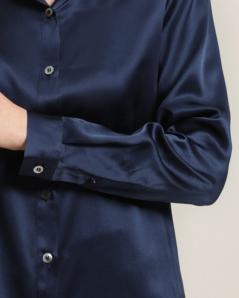 Women's Basic Silk Shirt, Navy