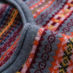 ストライプ柄ラウンドカラーカシミヤセーター