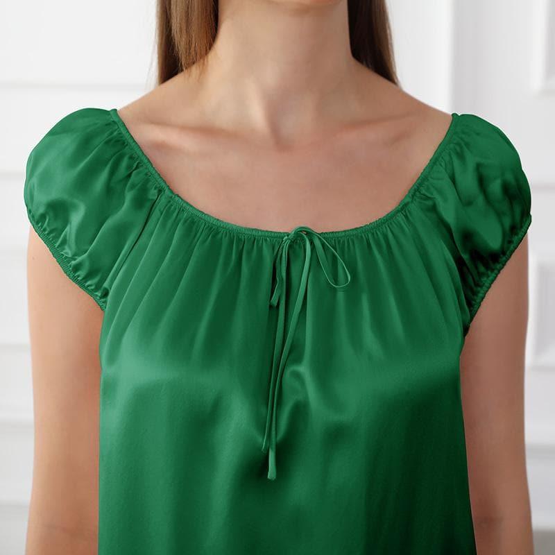 Cute Silk Pajamas Nightgown, Dark Green