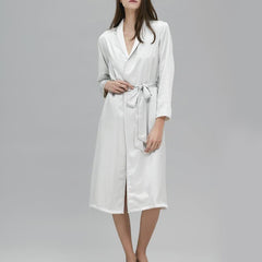 Silk and Velvet Reversible Robe for Winter Ivory