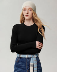 100%カシミヤ フィットシルエット クルーネックニットトップス