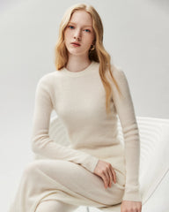 100%カシミヤ フィットシルエット クルーネックニットトップス
