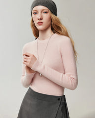 100%カシミヤ フィットシルエット クルーネックニットトップス