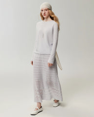 100%カシミヤ ロールエッジ クルーネックセーター